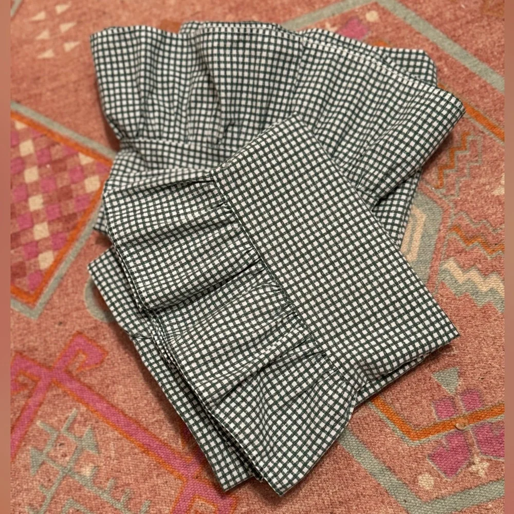 Pair Standard Pillowcases by Wamsutta - Green White Gingham